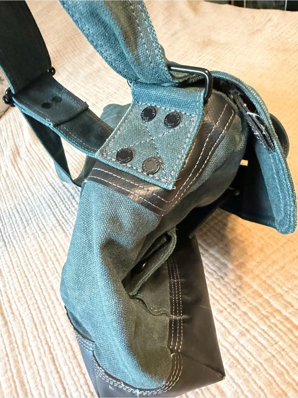 Vintage DIESEL Green Canvas Messenger Bag